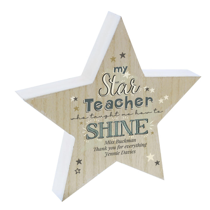 Personalised My Star Teacher Rustic Wooden Star Decoration – alternative view