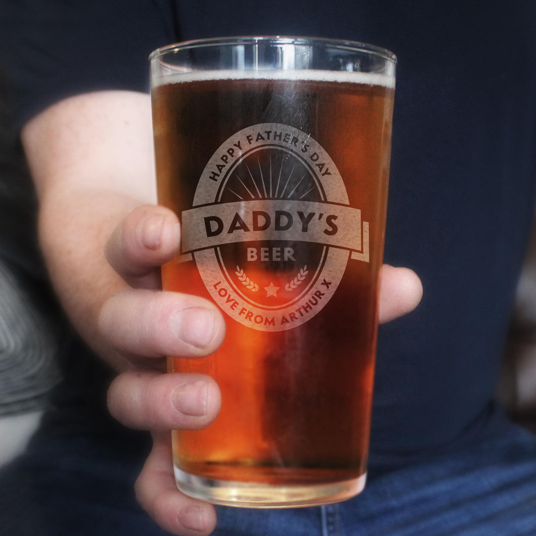 Personalised Beer Label Pint Glass, The Personal Shop, personalised gifts