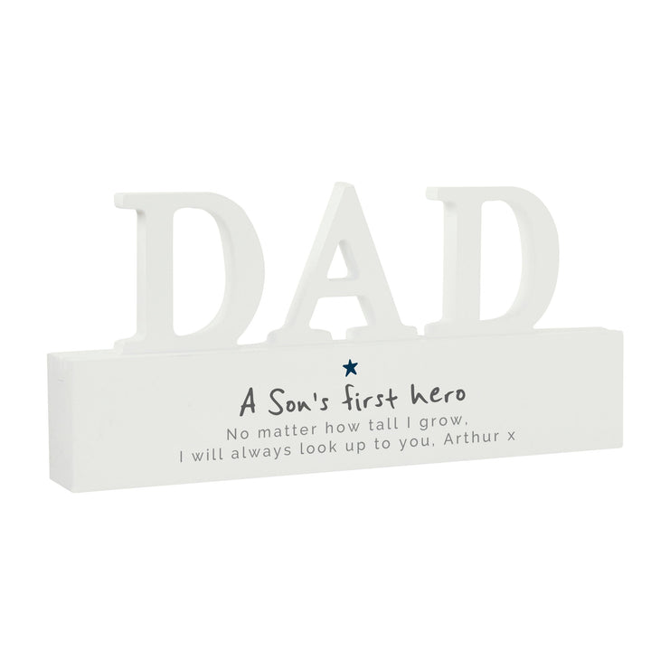Personalised A Sons First Hero Wooden Dad Ornament, The Personal Shop, personalised gifts