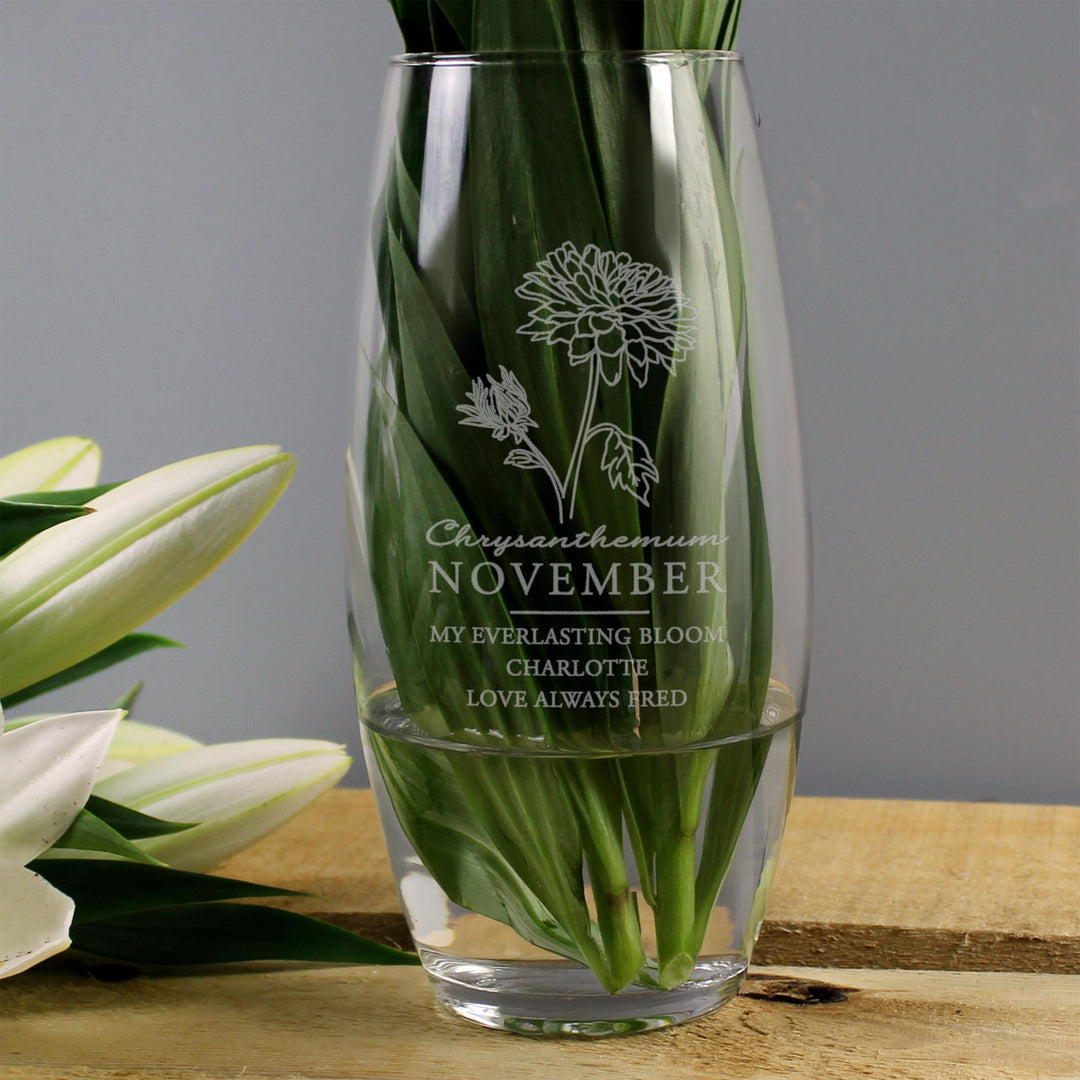 Personalised November Birth Flower Bullet Vase – alternative view
