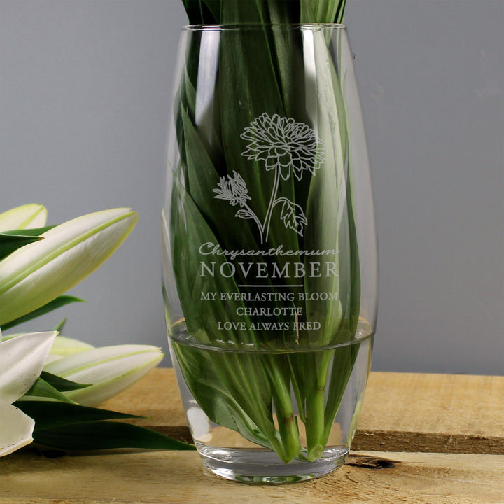 Personalised November Birth Flower Bullet Vase – alternative view