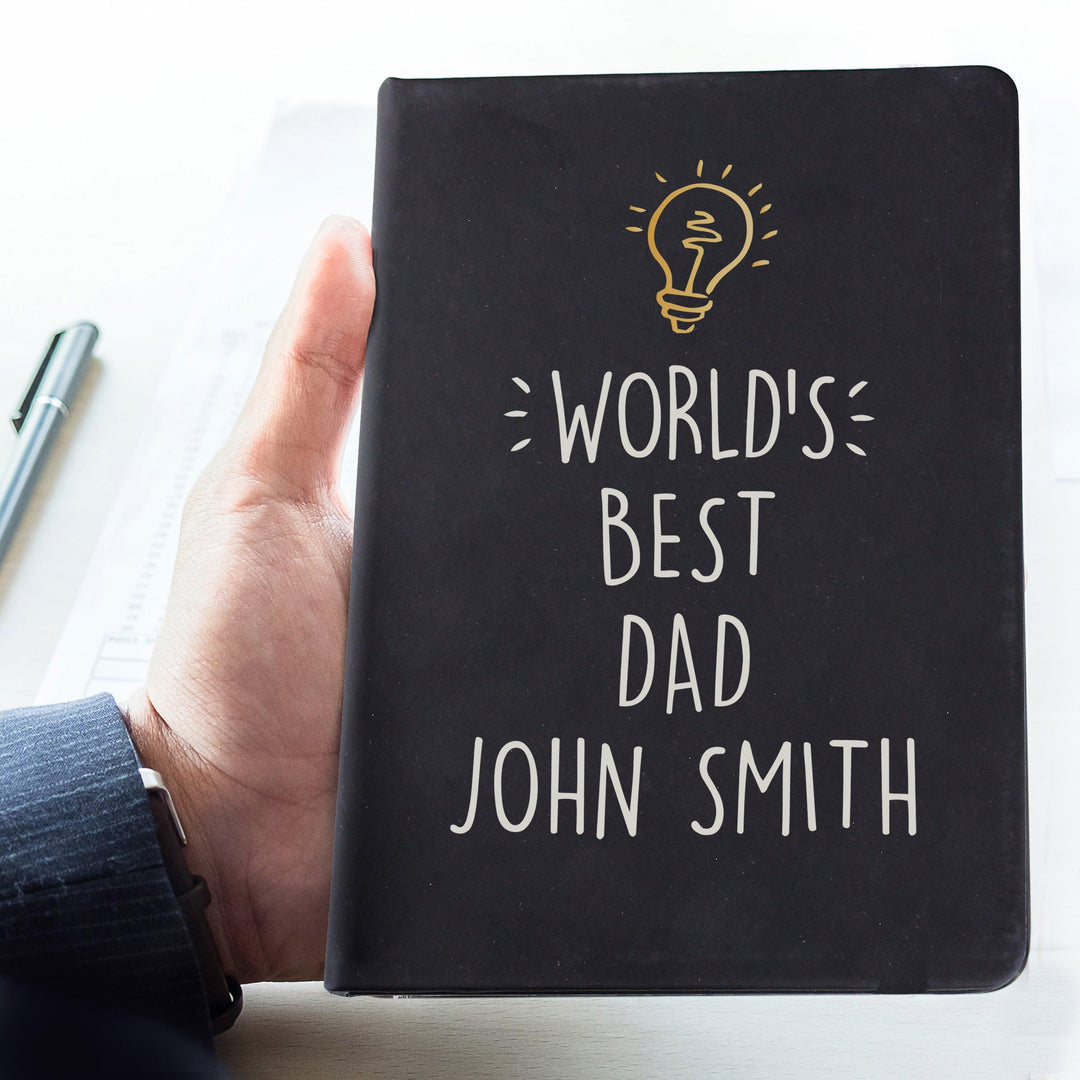 Personalised Light Bulb Black Hardback Notebook, The Personal Shop, personalised gifts