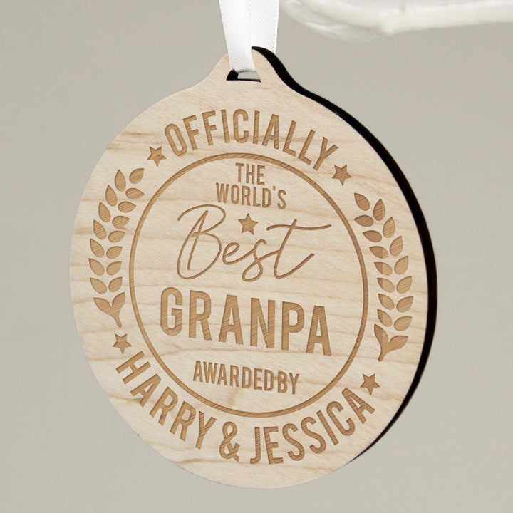 Personalised Officially The Best Round Wooden Medal – alternative view