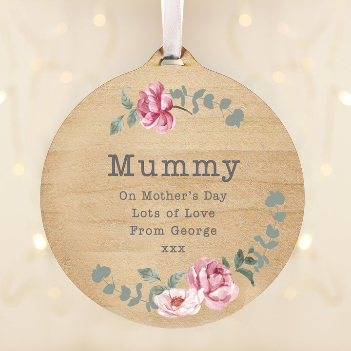 Personalised Floral Watercolour Round Wooden Decoration, The Personal Shop, personalised gifts