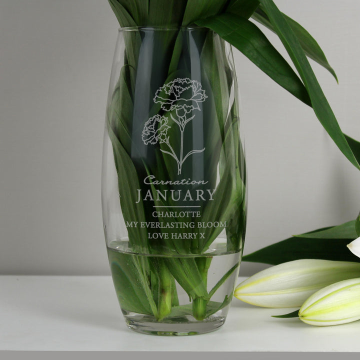 Personalised January Birth Flower Bullet Vase – alternative view