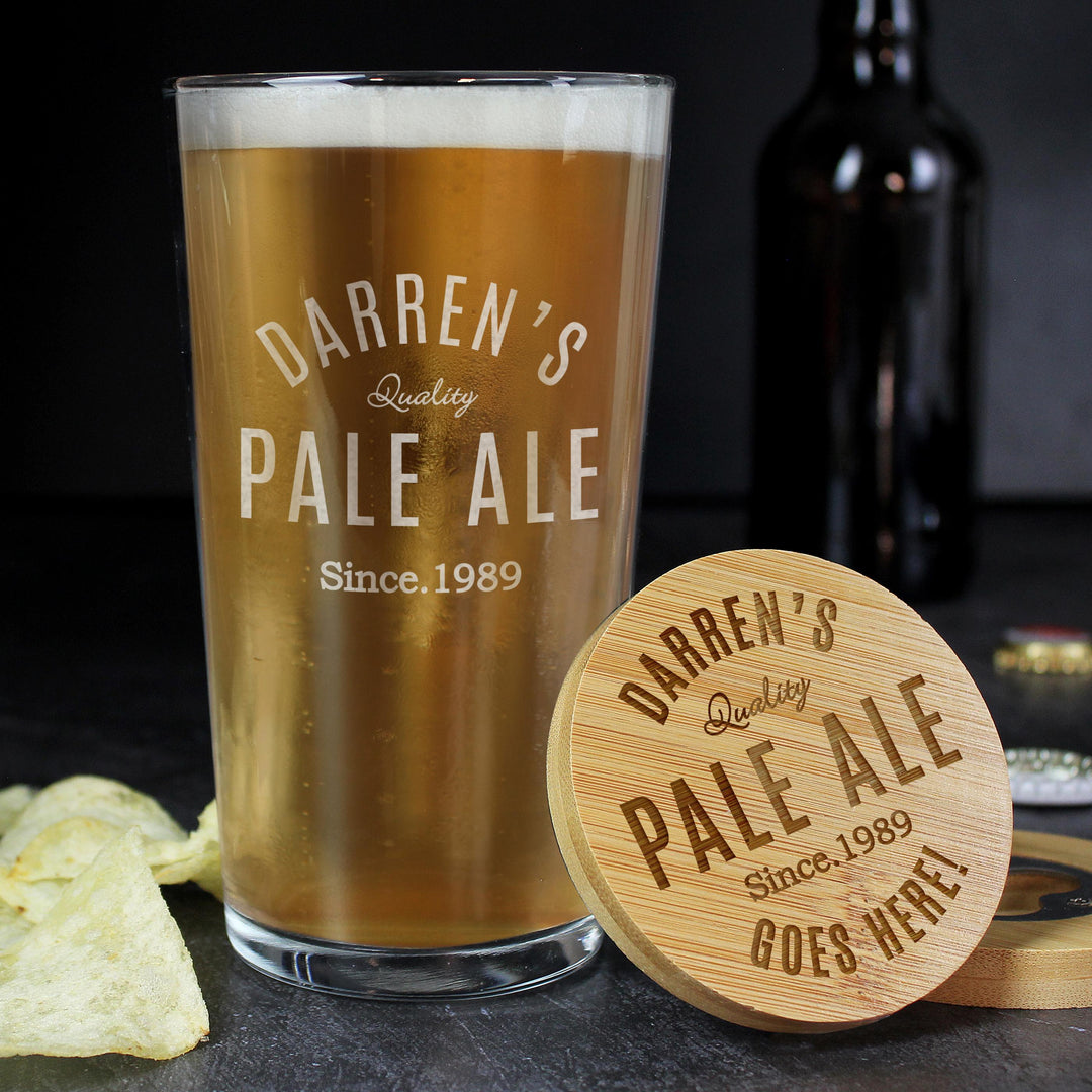 Personalised Free Text Bamboo Bottle Opener Coaster and Pint Glass – alternative view