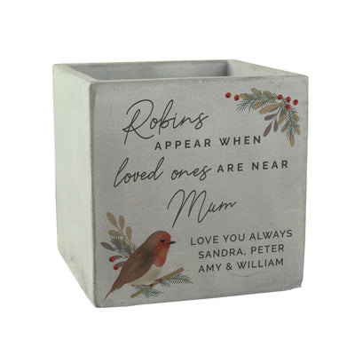 Personalised Robins Appear Concrete Pot