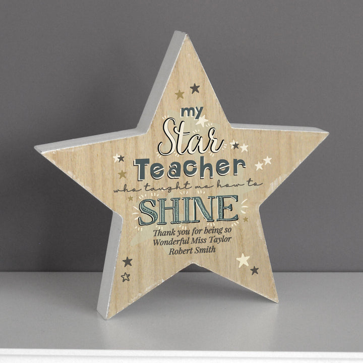 Personalised My Star Teacher Rustic Wooden Star Decoration – alternative view