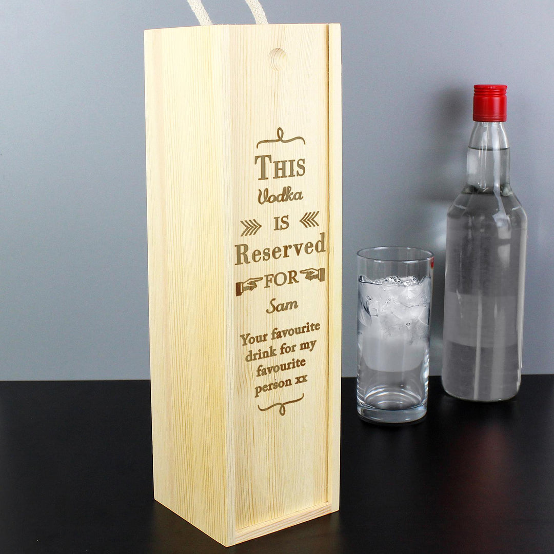 Personalised Reserved For Wooden Wine Bottle Box, The Personal Shop, personalised gifts