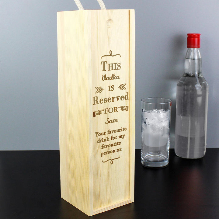 Personalised Reserved For Wooden Wine Bottle Box, The Personal Shop, personalised gifts