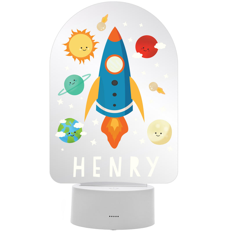 Personalised Space Rocket LED Colour Changing Night Light