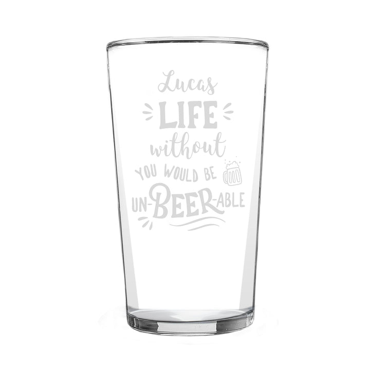 Personalised Un-beer-able Pint Glass – alternative view