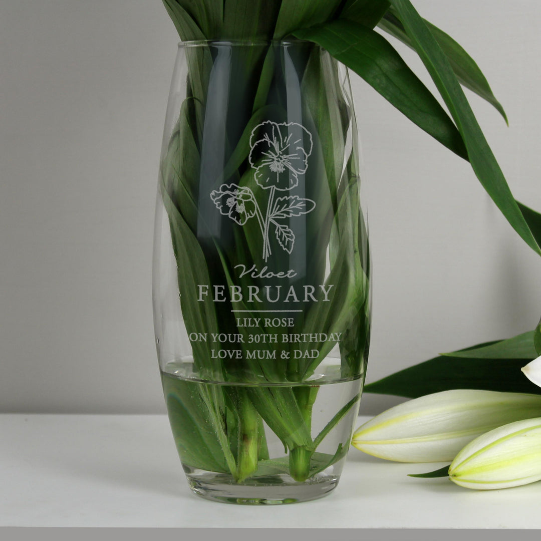 Personalised February Birth Flower Bullet Vase – alternative view
