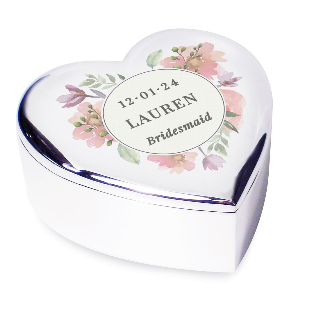 Personalised Floral Watercolour Heart Trinket Box, The Personal Shop, personalised gifts