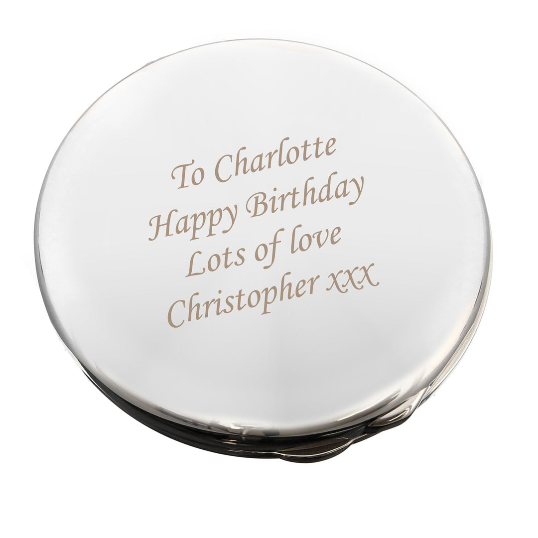 Personalised Silver Round Compact Mirror – alternative view