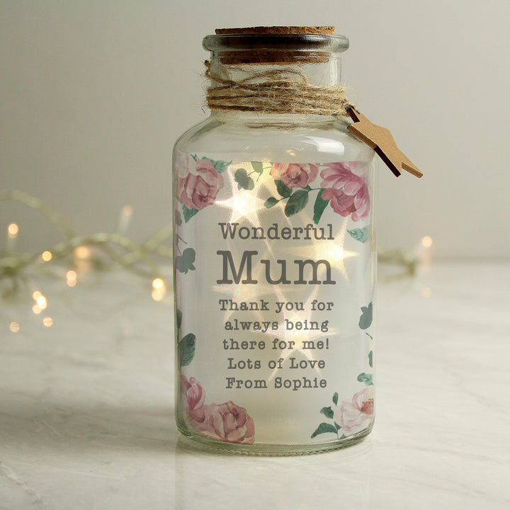 Personalised Floral Watercolour LED Glass Jar, The Personal Shop, personalised gifts