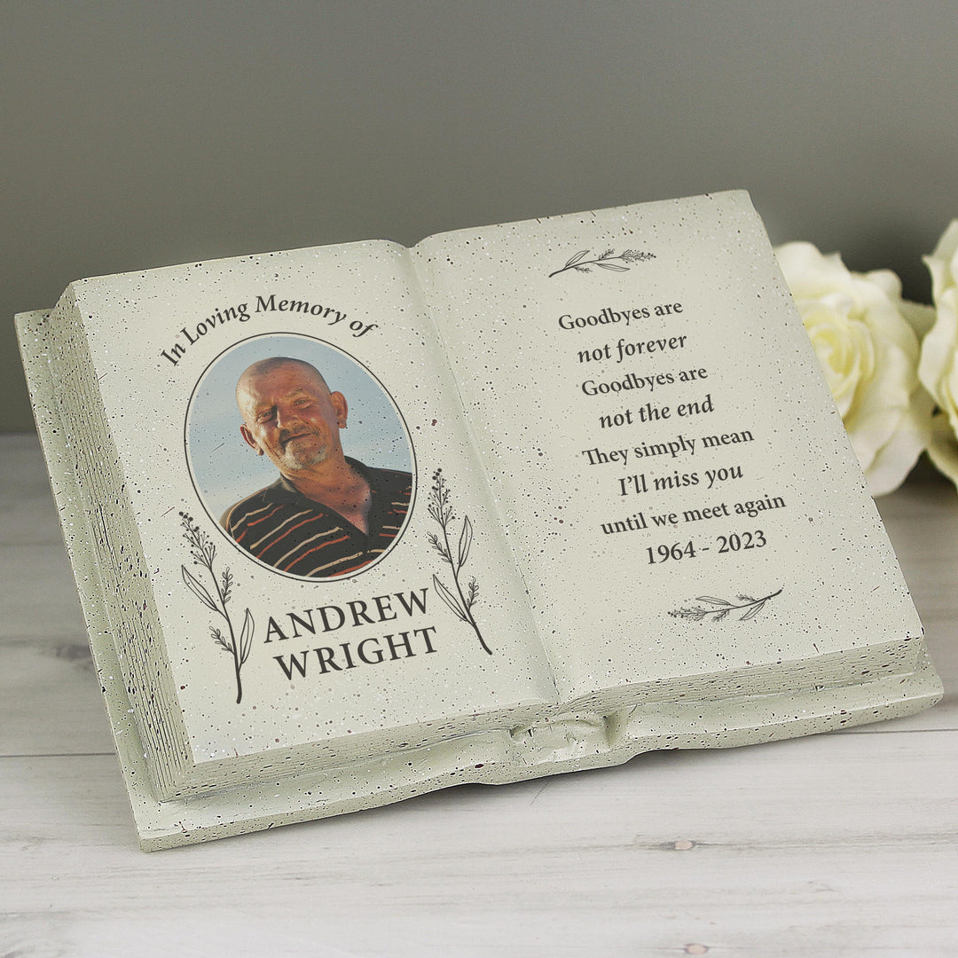 Personalised Botanical Memorial Photo Upload Resin Book – alternative view