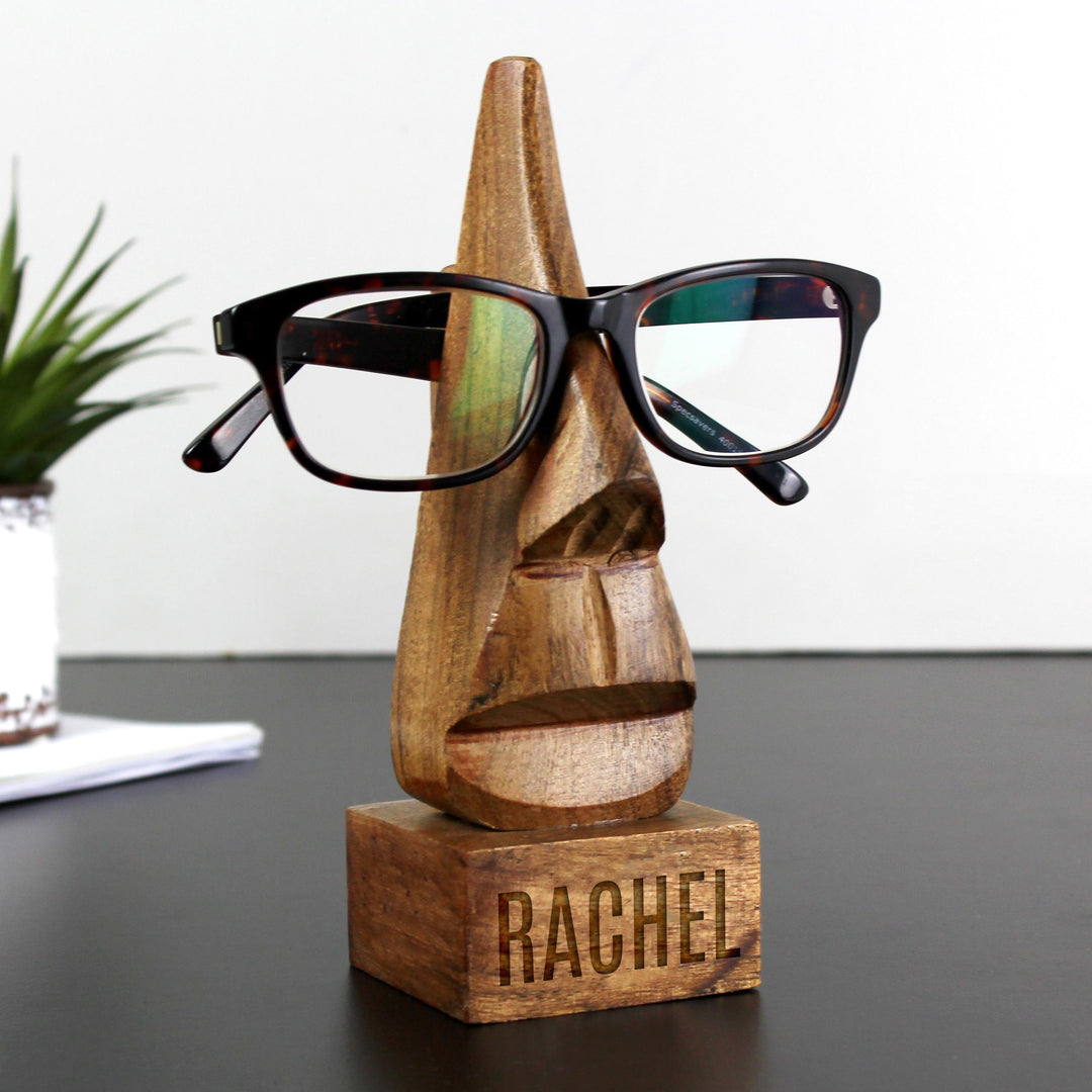 Personalised Wooden Nose-Shaped Glasses Holder, The Personal Shop, personalised gifts