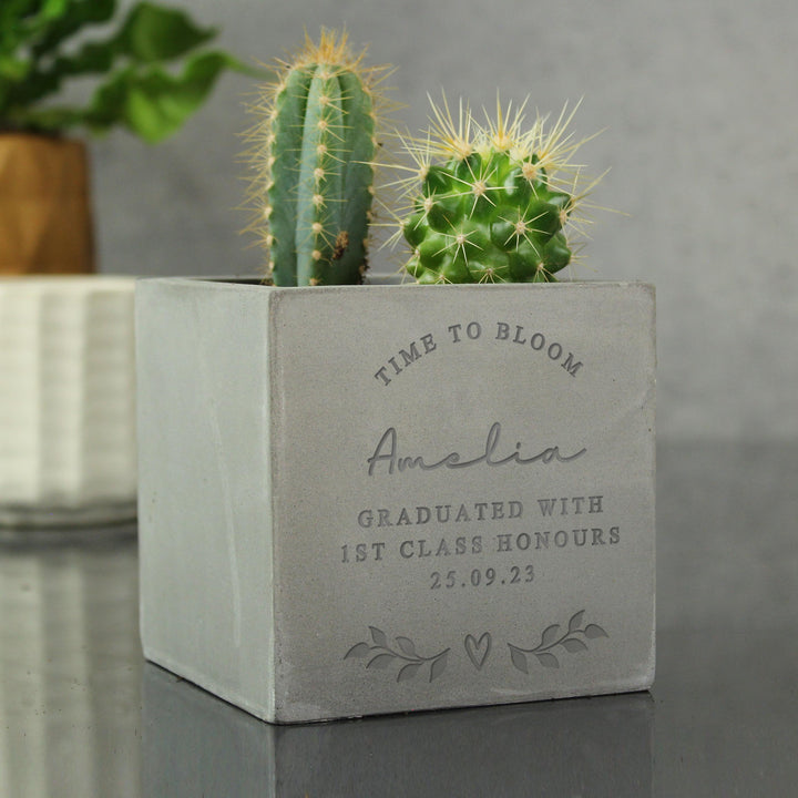 Personalised Free Text Concrete Pot – alternative view