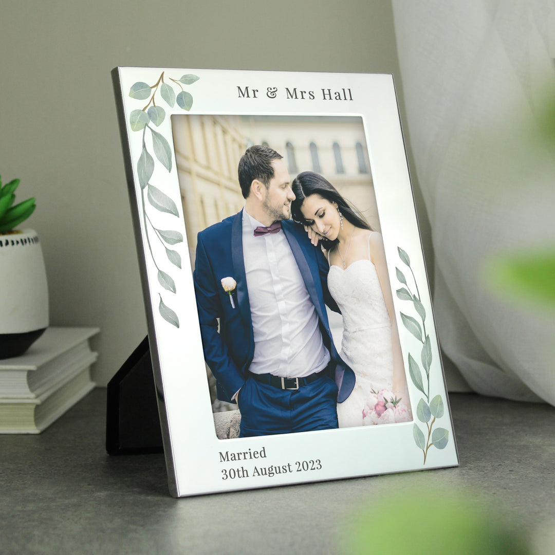 Personalised Botanical 6x4 Silver Photo Frame – alternative view