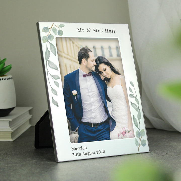 Personalised Botanical 6x4 Silver Photo Frame – alternative view