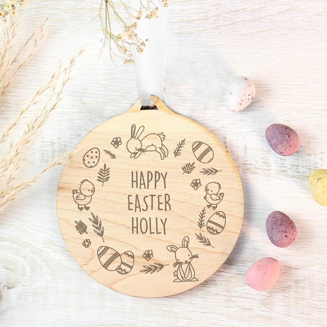 Personalised Happy Easter Wooden Decoration – alternative view