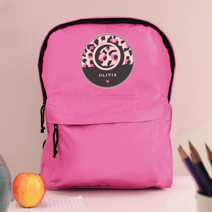 Personalised Leopard Print Pink Backpack, The Personal Shop, personalised gifts