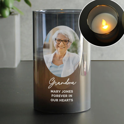 Personalised Photo Upload Smoked Glass LED Candle