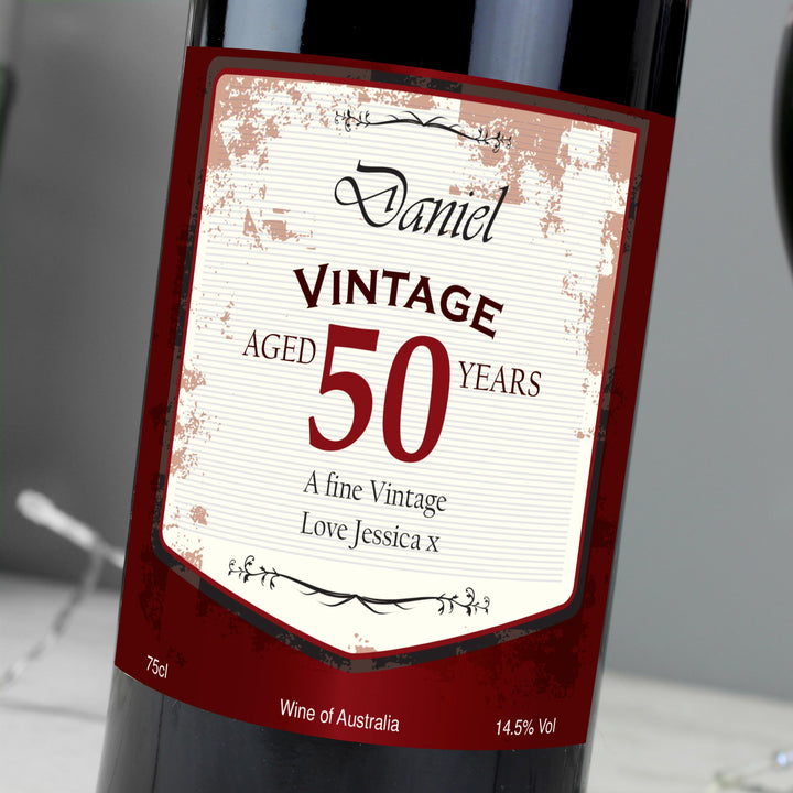Personalised Red Wine Vintage Age Label – alternative view