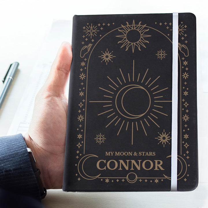 Personalised Celestial Black Hardback Notebook – alternative view