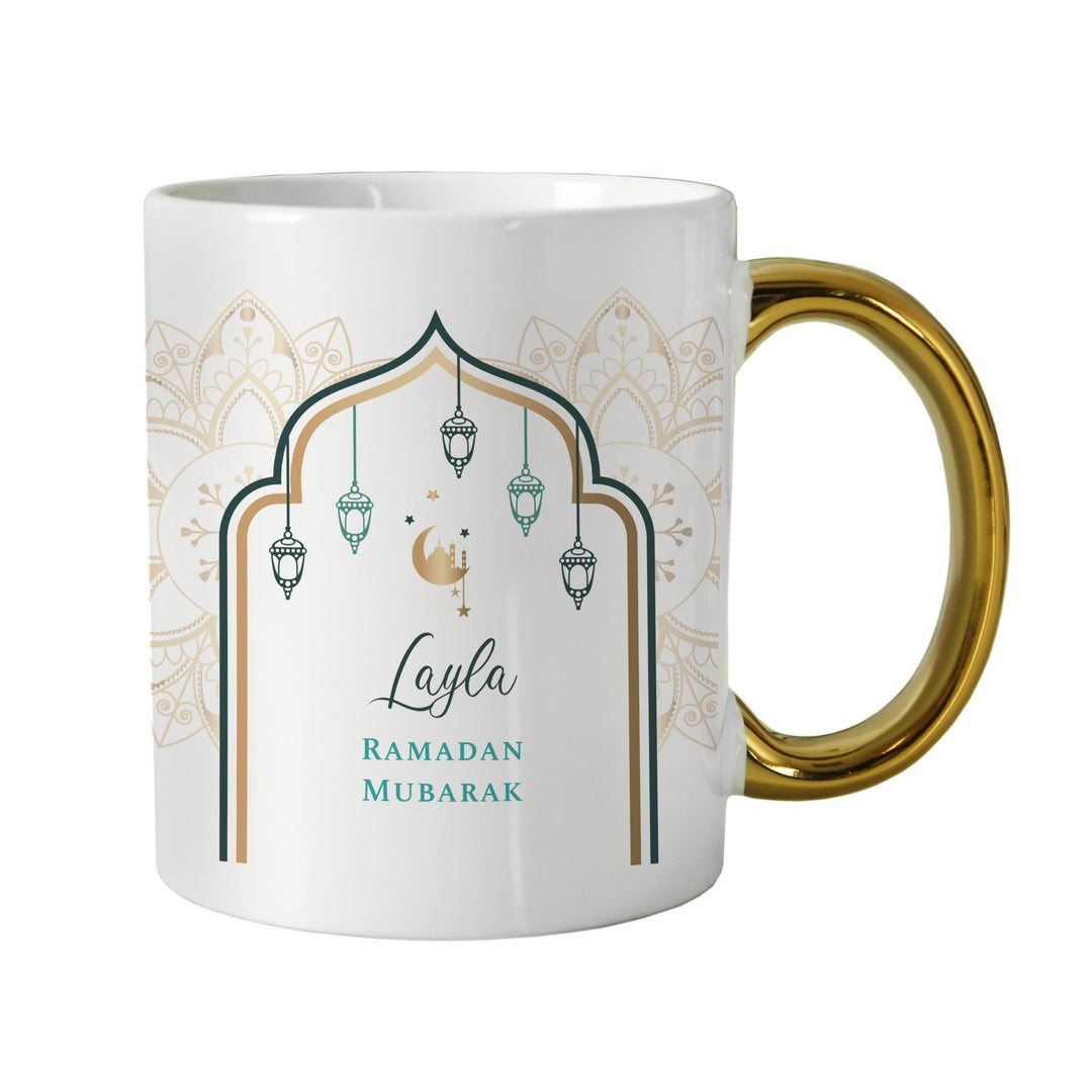 Personalised Eid and Ramadan Gold Handled Mug - alternative view
