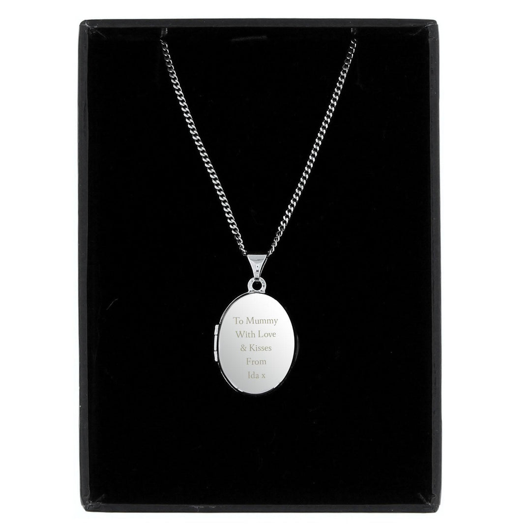 Personalised Sterling Silver Oval Locket Necklace – alternative view