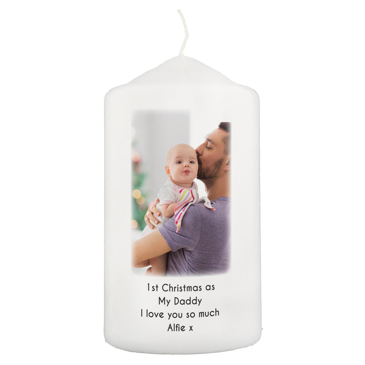 Personalised Photo Upload Pillar Candle – alternative view