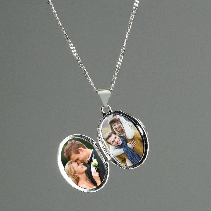 Personalised Sterling Silver Oval Locket Necklace – alternative view