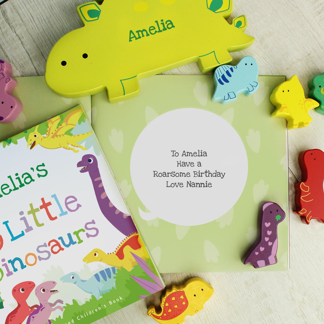 Personalised Dinosaur Book &amp; Stacking Toy, The Personal Shop, personalised gifts