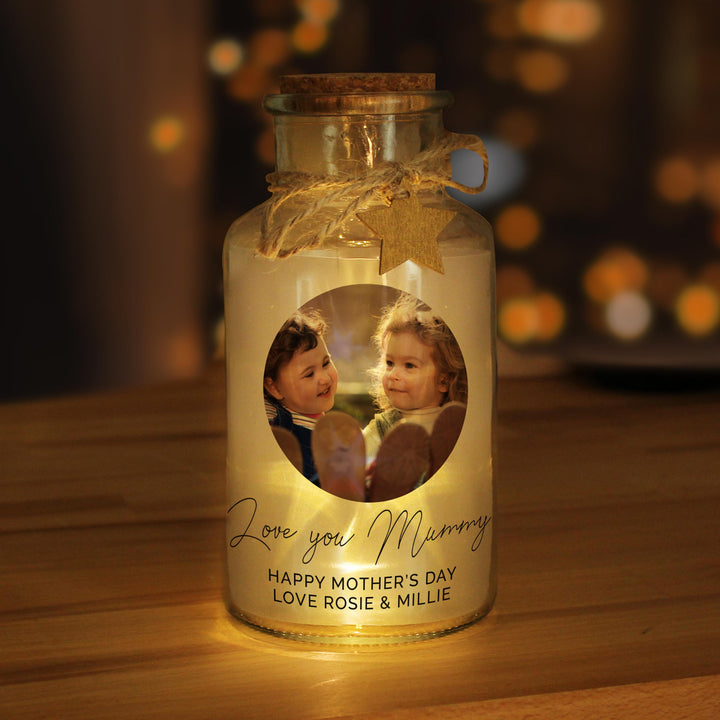 Personalised Photo Upload LED Glass Jar - alternative view