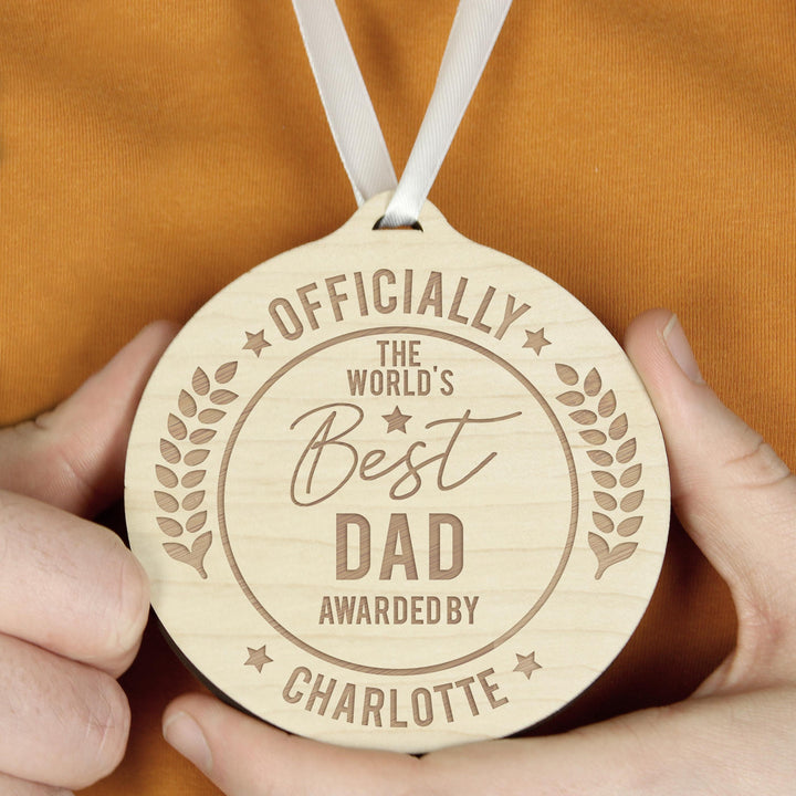 Personalised Officially The Best Round Wooden Medal – alternative view
