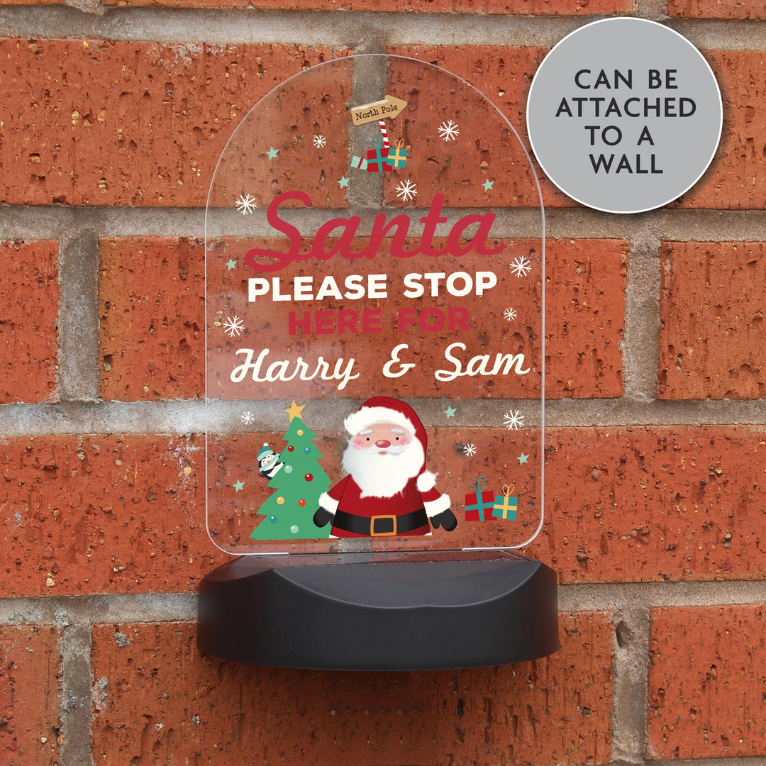 Personalised Santa Stop Here Outdoor Solar Light – alternative view