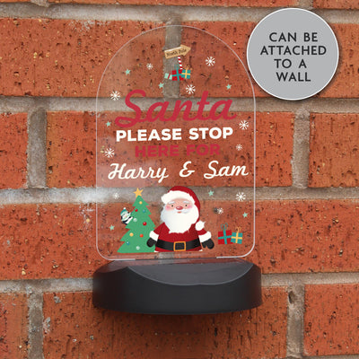 Personalised Santa Stop Here Outdoor Solar Light