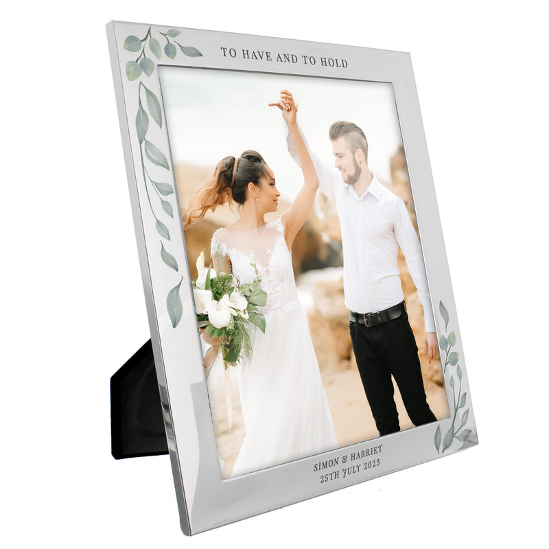 Personalised Botanical 10x8 Silver Photo Frame