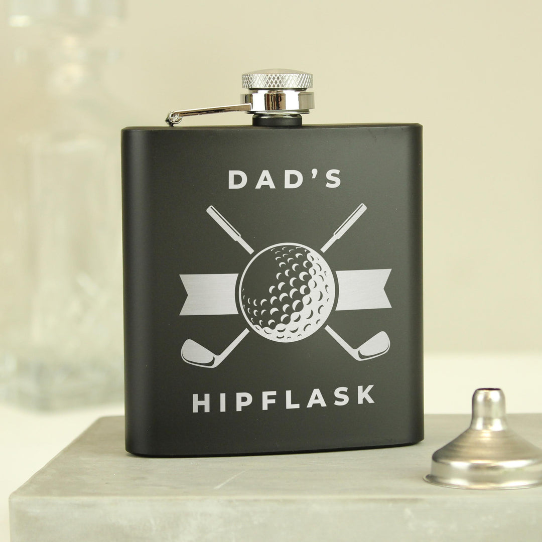 Personalised Golf Black Hip Flask – alternative view