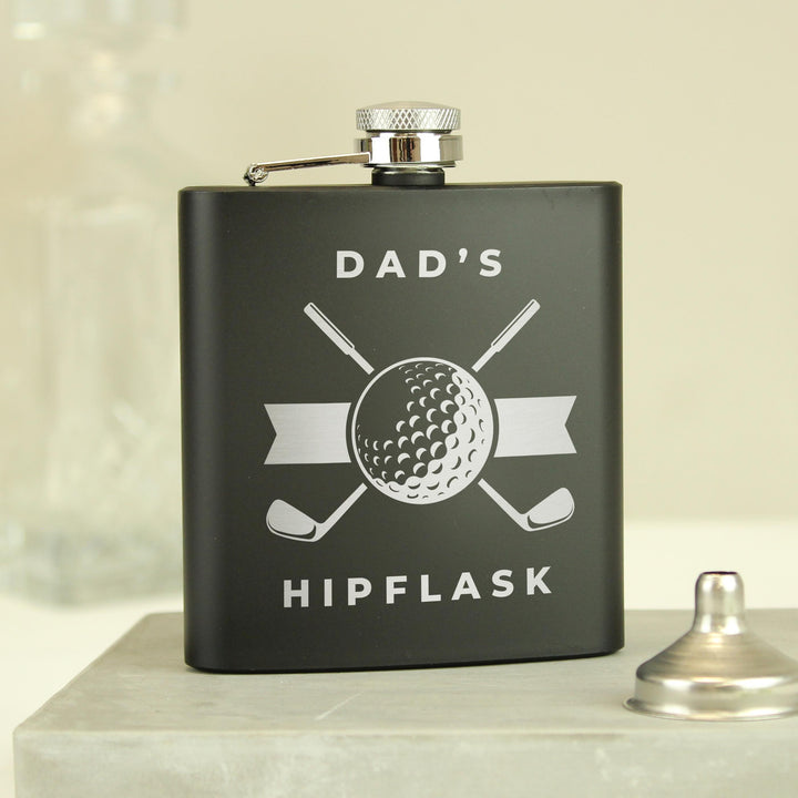 Personalised Golf Black Hip Flask – alternative view