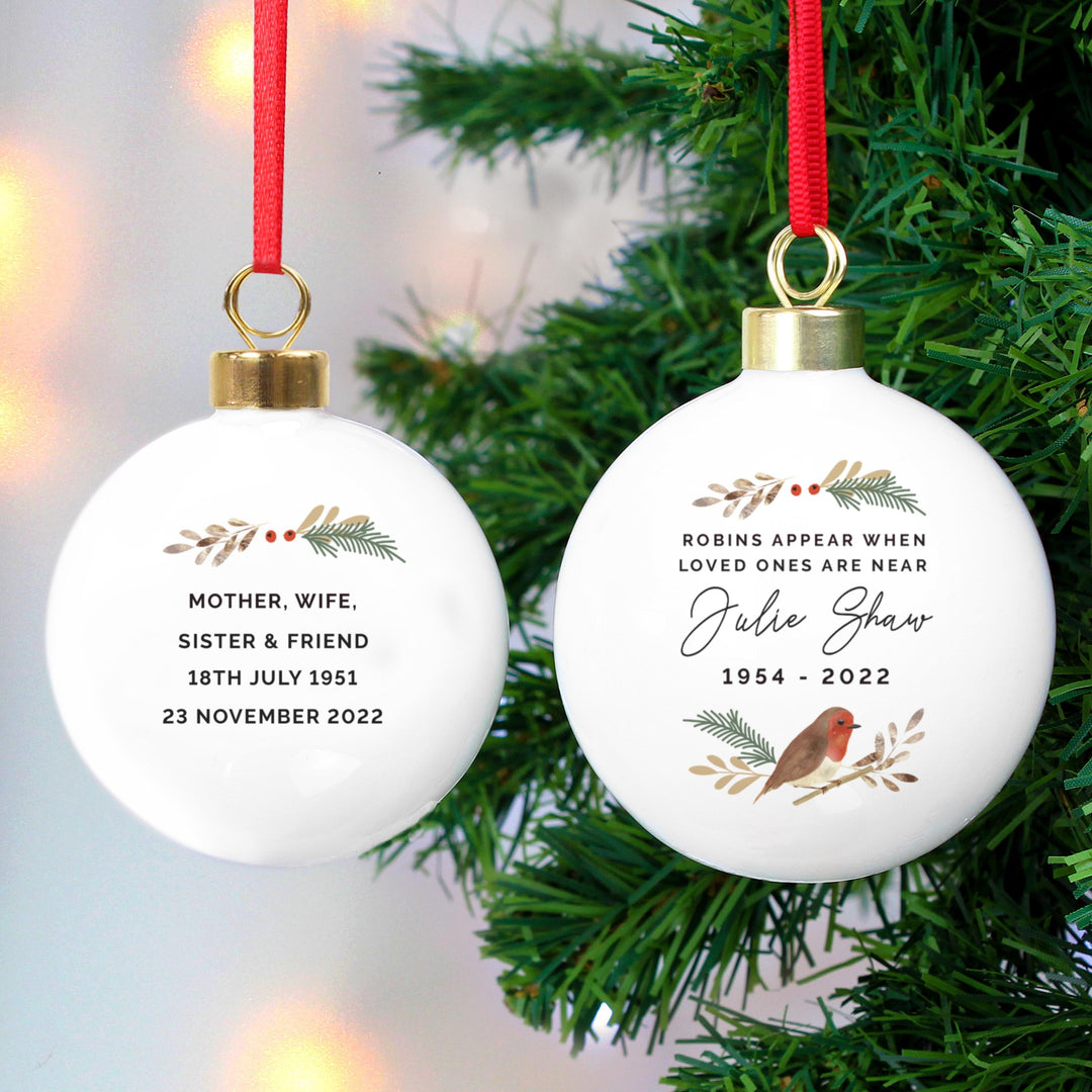 Personalised Robin Bauble – alternative view