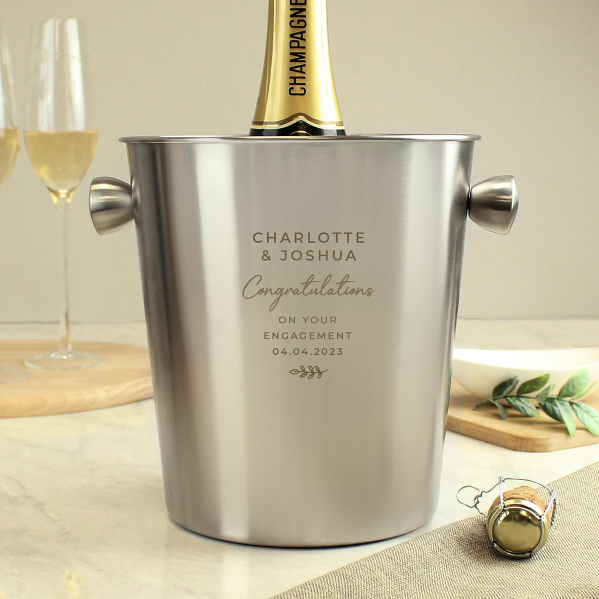 Personalised Free Text Stainless Steel Ice Bucket – alternative view