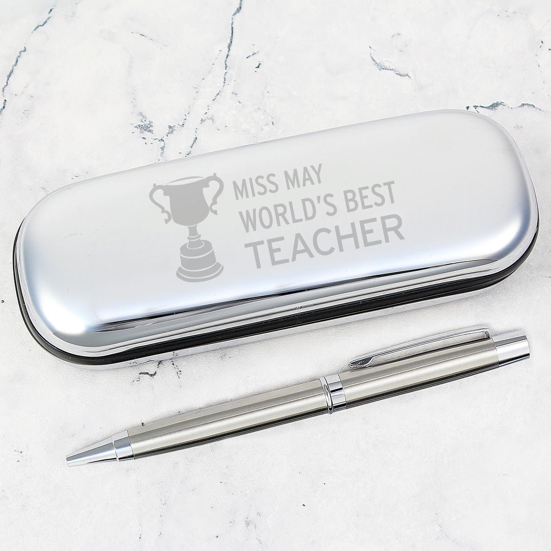 Personalised Teacher Trophy Pen and Box Set, The Personal Shop, personalised gifts