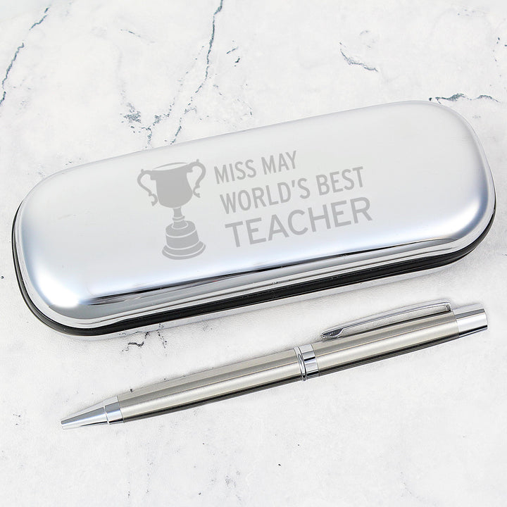 Personalised Teacher Trophy Pen and Box Set, The Personal Shop, personalised gifts