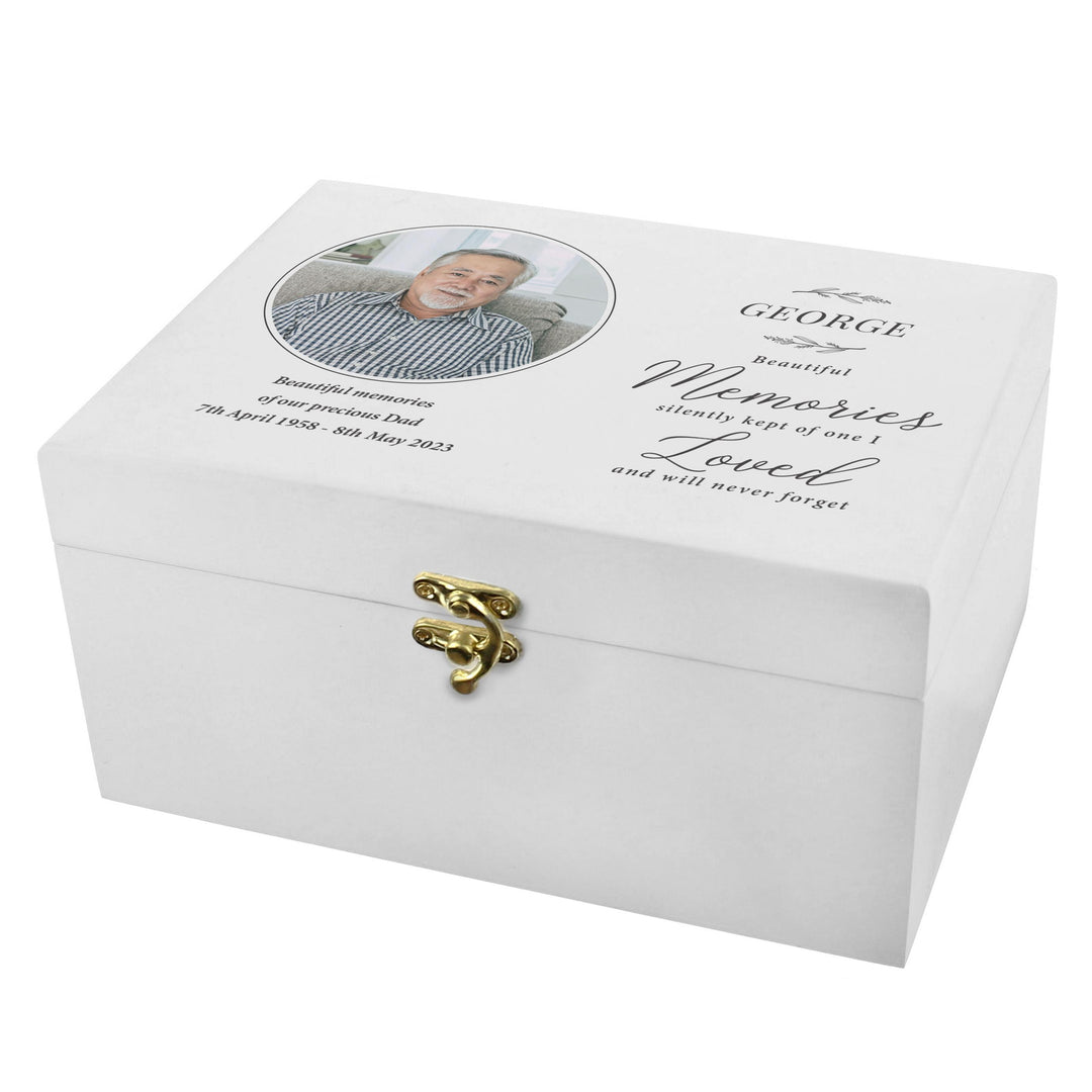 Personalised Memorial Photo Upload White Wooden Box – alternative view