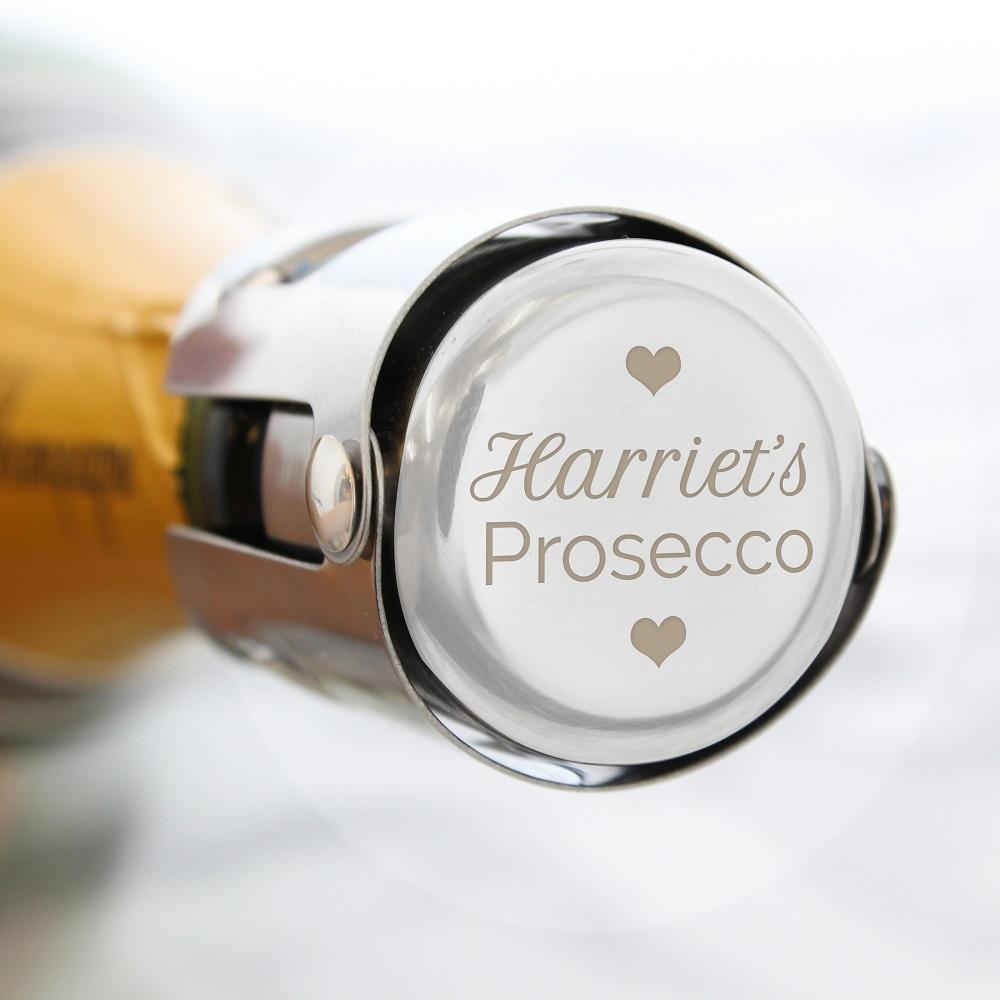 Personalised Heart Motif Prosecco Bottle Stopper – alternative view