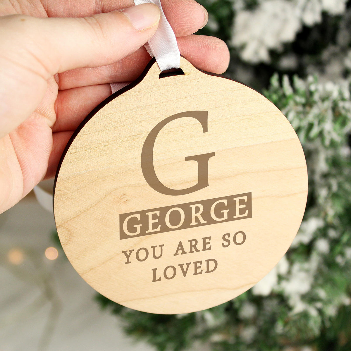 Personalised Initial Round Wooden Decoration – alternative view