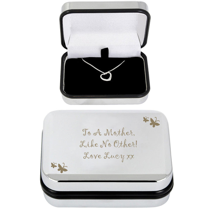 Personalised Butterfly Heart Necklace and Box, The Personal Shop, personalised gifts